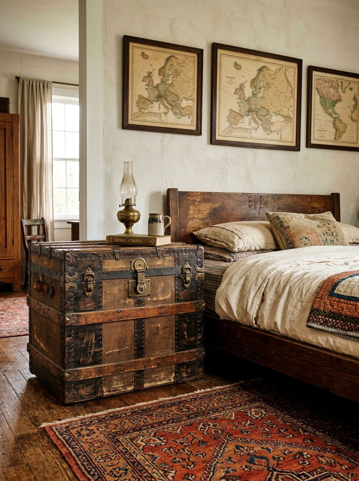 Antique Trunk Nightstand - 30 bedroom rustic nightstands