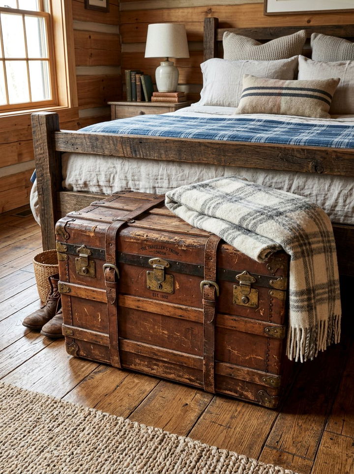 Antique Trunk Storage - 30 vintage bedroom ideas