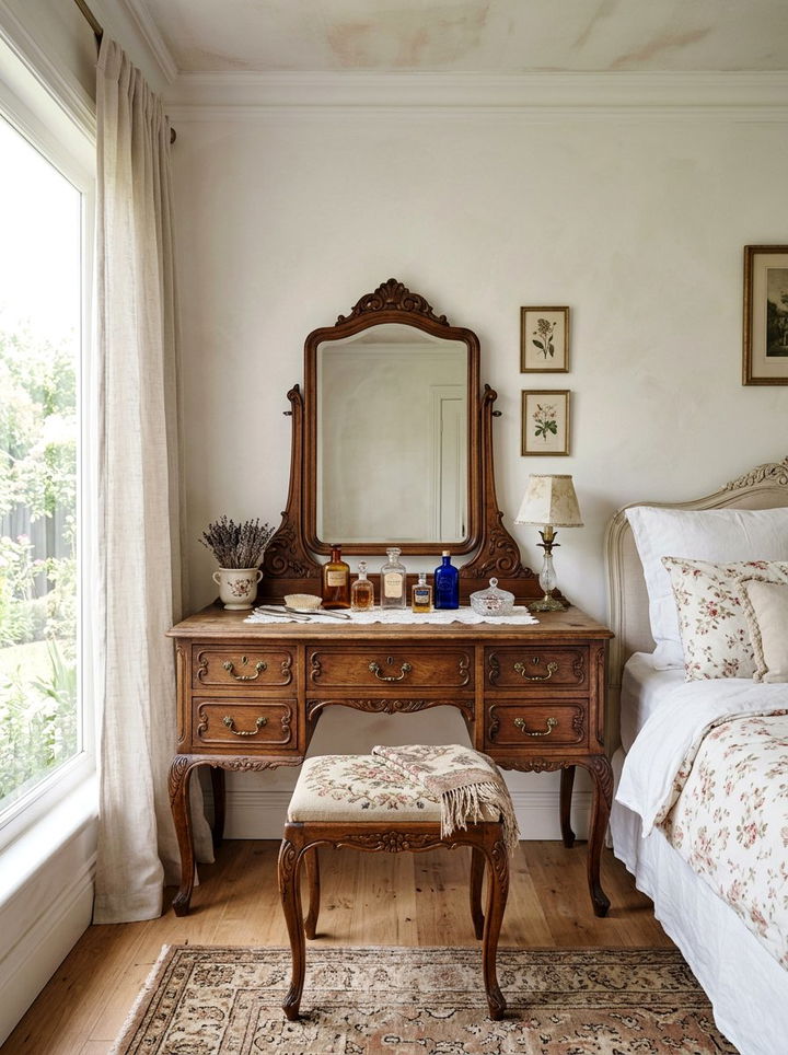 Antique Vanity - 30 thrifted bedroom ideas