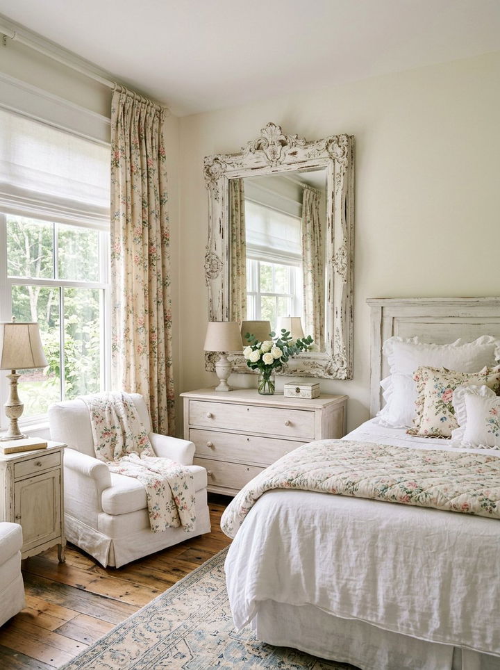 Antique White Distressed Mirror - 30 bedroom full length mirrors