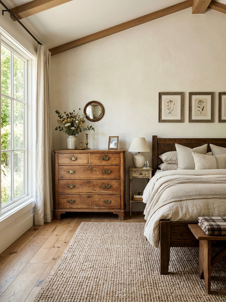 Antique Wood Dresser - 30 rustic bedroom ideas