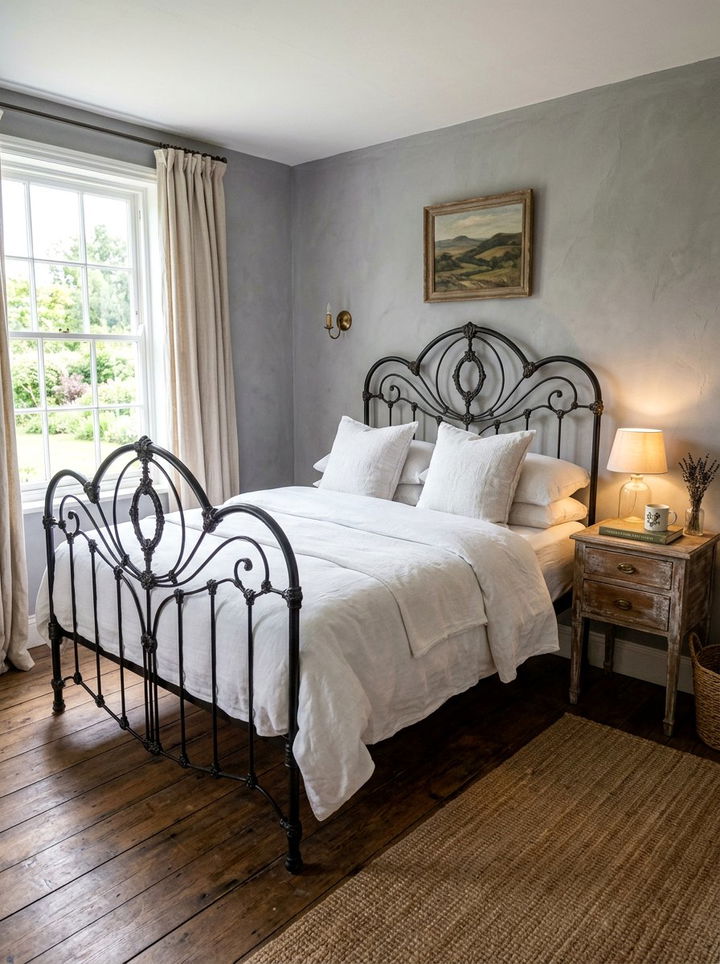 Antique Wrought Iron Bed - 30 vintage bedroom ideas