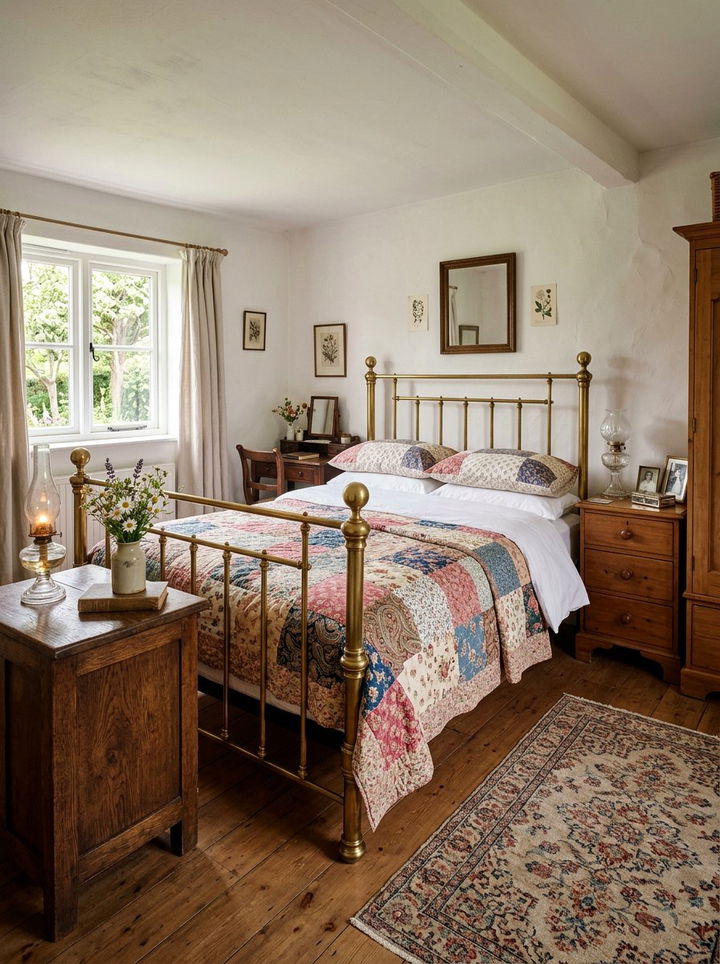 Antique brass bed frame - 30 period home bedroom ideas