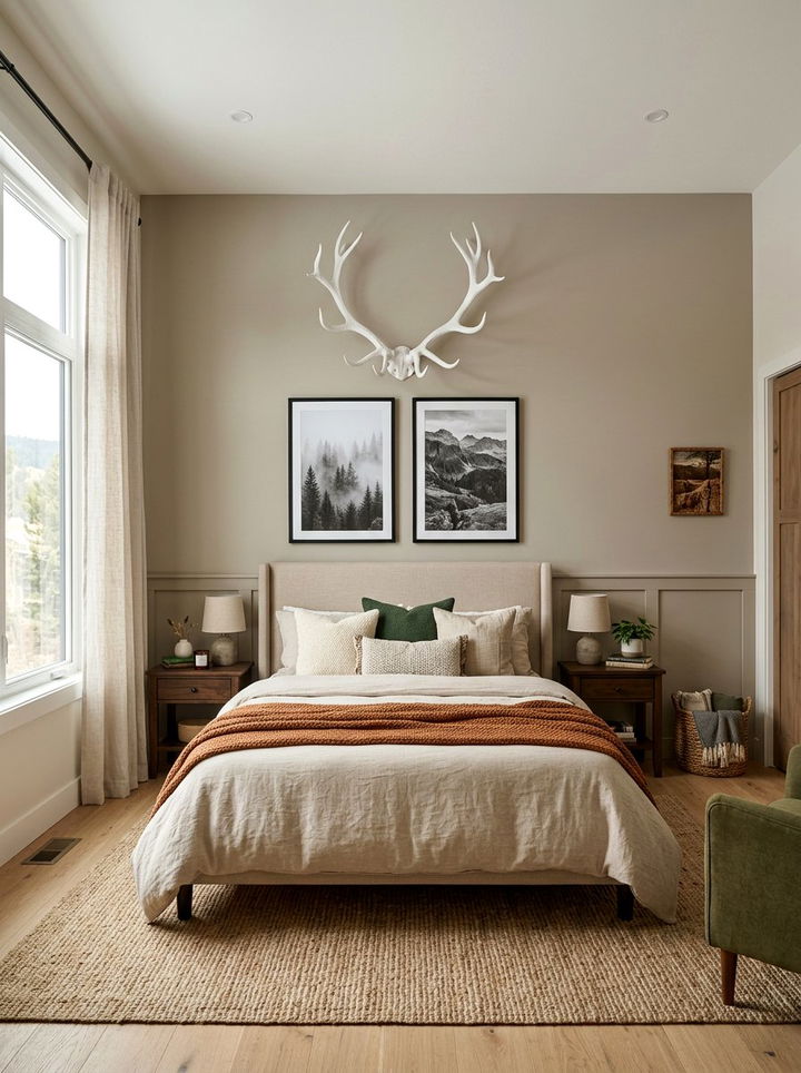 Antler Wall Art - 30 cabin bedroom ideas