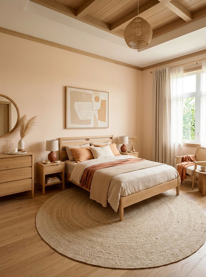 Apricot and sand bedroom - 30 sunset inspired bedroom color ideas