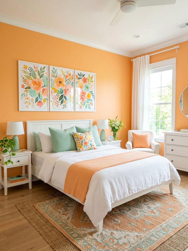 Apricot orange bedroom - 30 summer inspired bedroom color ideas