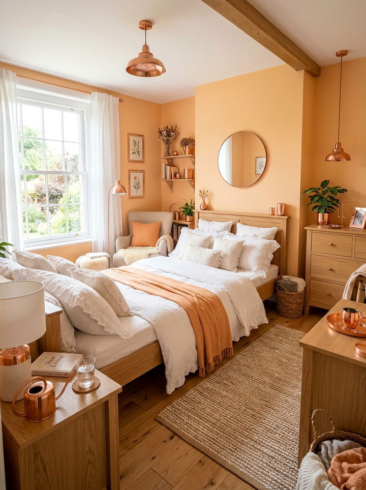 Apricot orange bedroom - 30 cottagecore bedroom color ideas