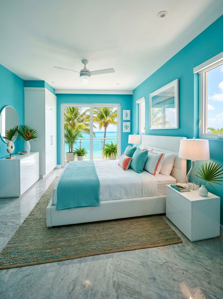 Aqua Bedroom - 30 ocean themed bedroom ideas