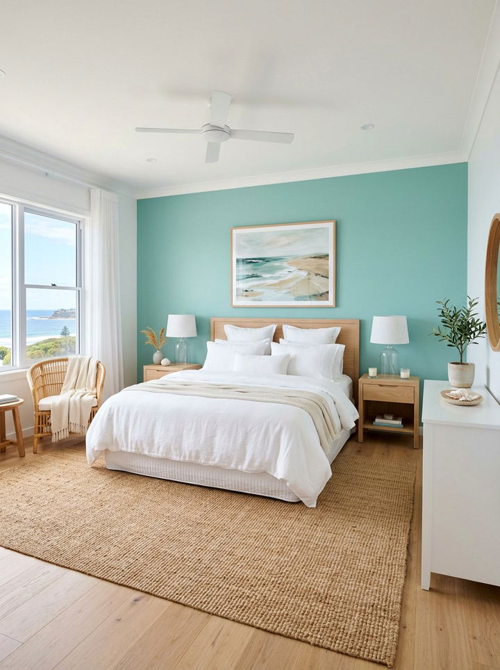 Aqua Green Coastal Bedroom - 30 coastal green bedroom ideas