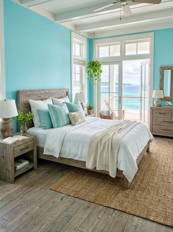 Aqua and driftwood bedroom - 30 blue and brown bedroom color combo