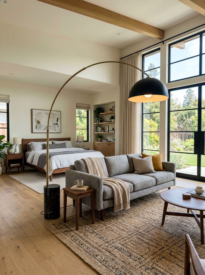 Arc floor lamp - 30 bedroom task lighting ideas