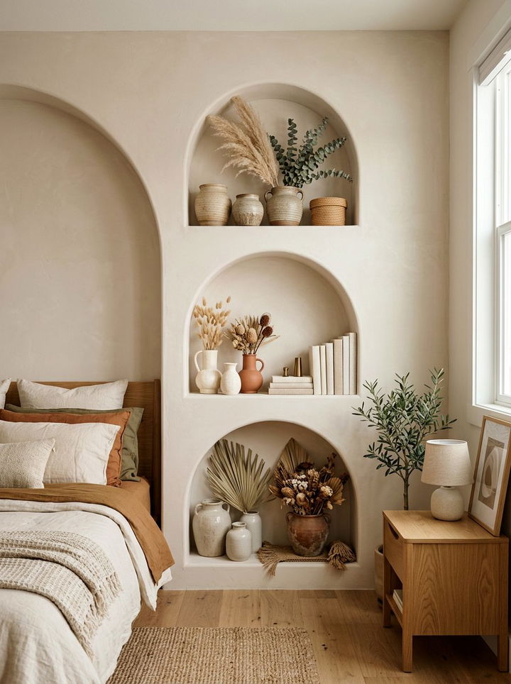Arched Recessed Bedroom Shelves - 30 bedroom built-in shelves