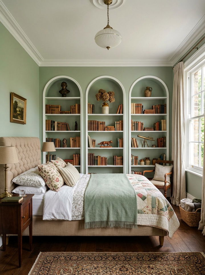 Arched Recessed Wall Shelves - 30 bedroom bookshelf ideas
