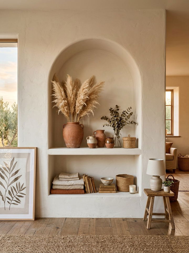 Arched Wall Recess Storage - 30 bedroom built-in ideas