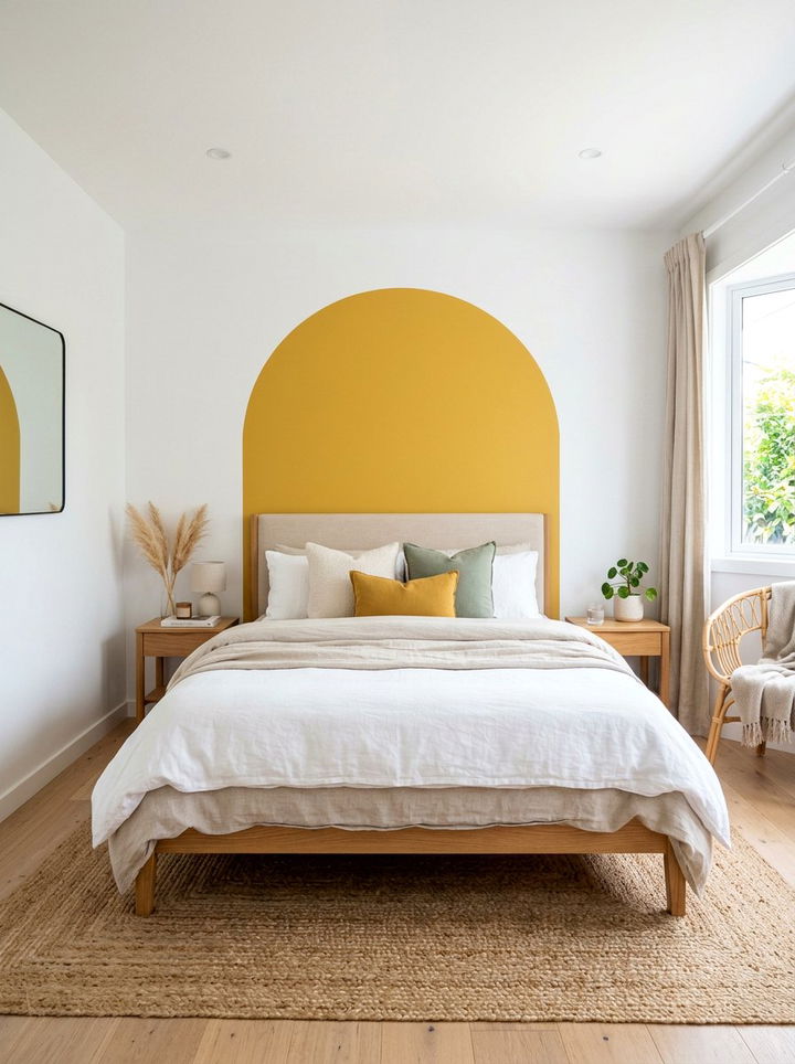 Arched color block bedroom headboard - 30 color block bedroom ideas