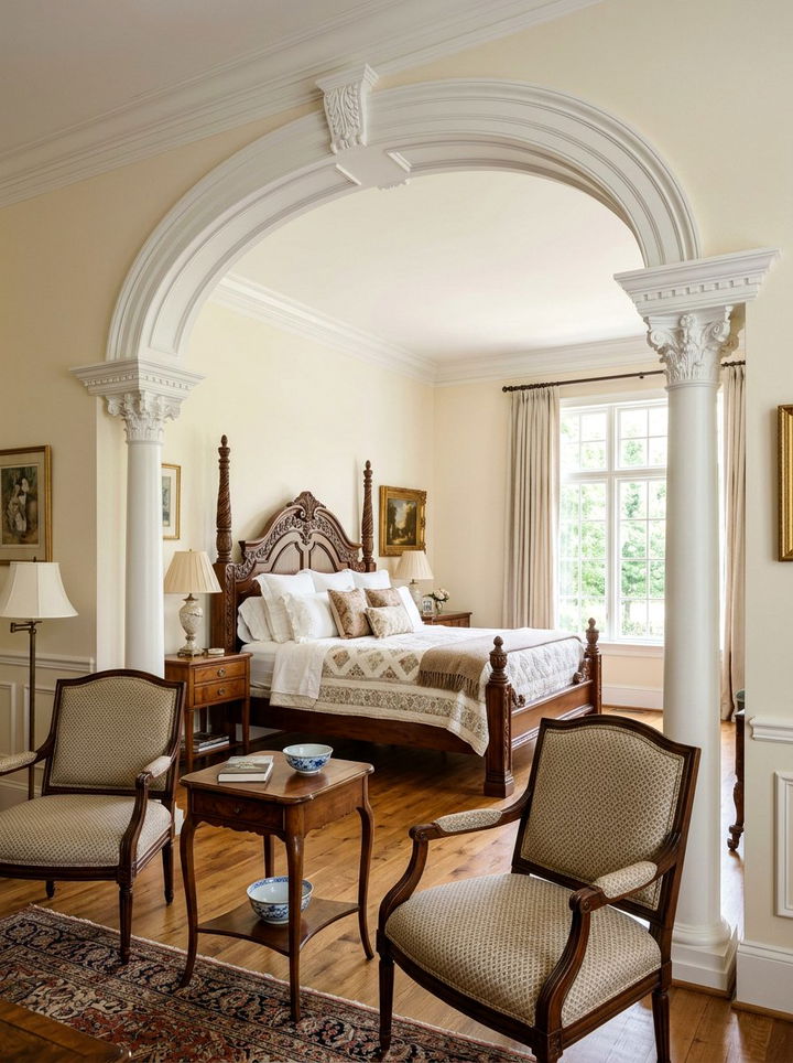 Arched entryway divider - 30 bedroom divider ideas