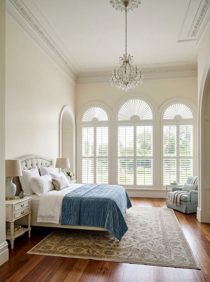 Arched window plantation shutters - 30 bedroom plantation shutters