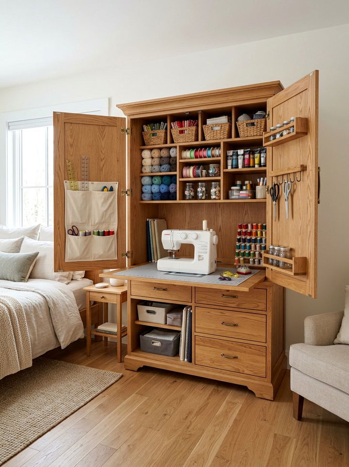 Armoire Craft Cabinet - 30 bedroom craft corner ideas