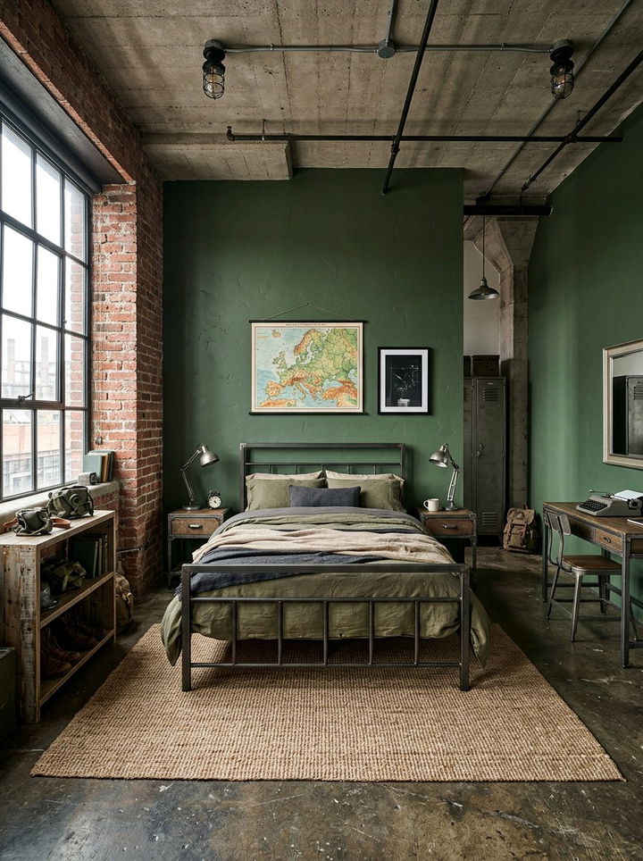Army Green Industrial Bedroom - 30 bedroom green walls