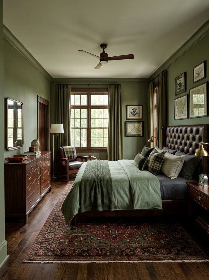 Army green bedroom - 30 traditional green bedroom ideas