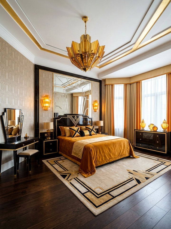 Art Deco Amber Bedroom - 30 amber and brown bedroom ideas