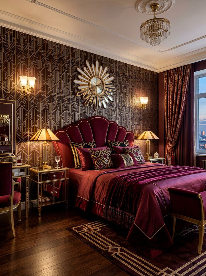 Art Deco Burgundy Bedroom - 30 burgundy bedroom ideas