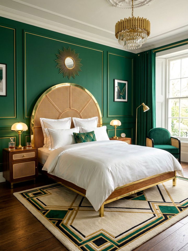 Art Deco Cane Bedroom - 30 handwoven bedroom ideas