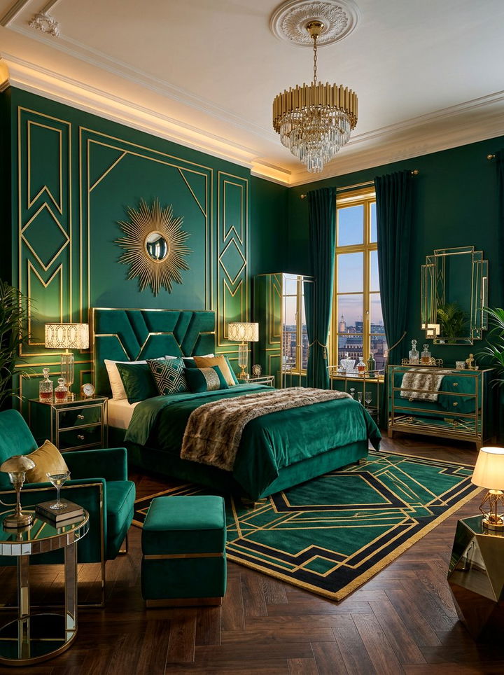 Art Deco Emerald Bedroom - 30 emerald bedroom ideas