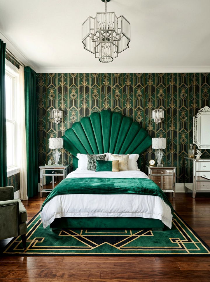 Art Deco Emerald Green Bedroom - 30 emerald bedroom decor ideas