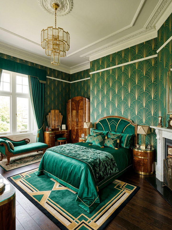 Art Deco Geometric Pattern Bedroom - 30 bedroom geometric wallpapers