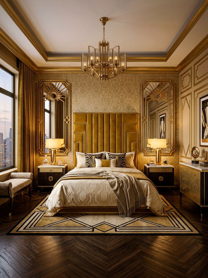 Art Deco Gold Bedroom - 30 gold accent bedroom ideas