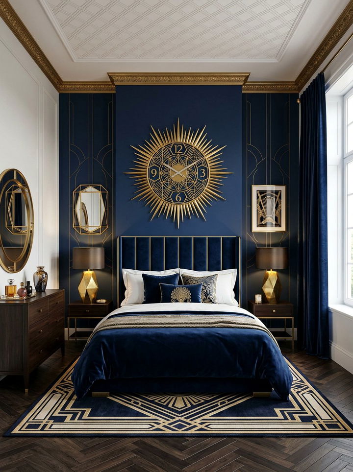 Art Deco Gold Wall Clock - 30 bedroom clock ideas