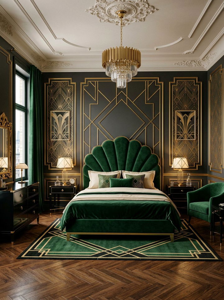 Art Deco Green Black Bedroom - 30 forest green and black bedroom ideas