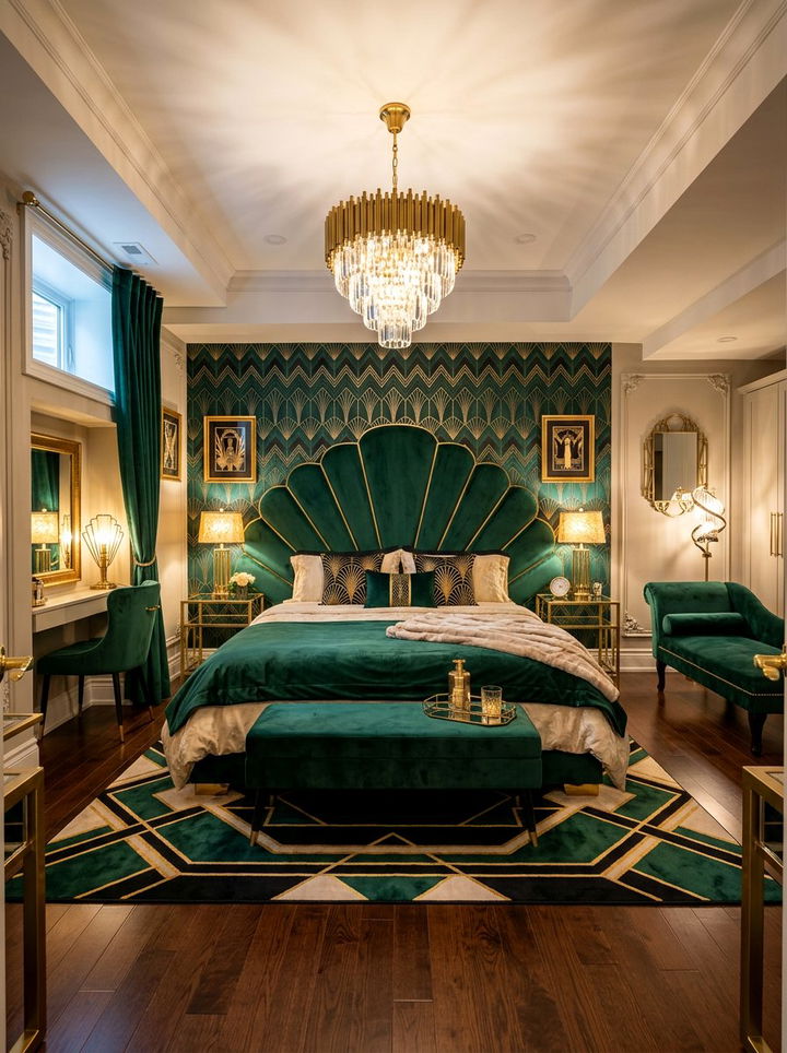 Art Deco Inspired Basement Bedroom - 30 basement bedroom ideas