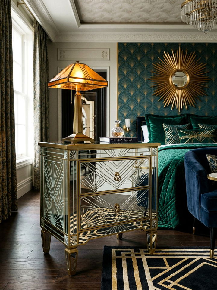 Art Deco Mirrored Nightstand - 30 bedroom mirrored nightstands