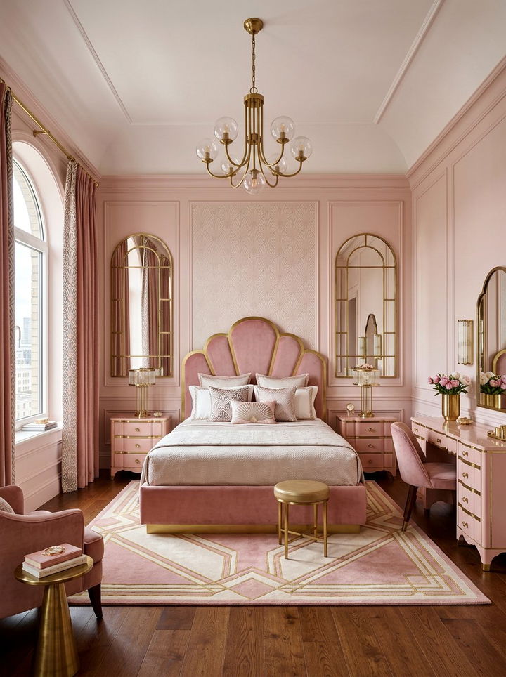 Art Deco Pink Bedroom - 30 millennial pink bedroom ideas