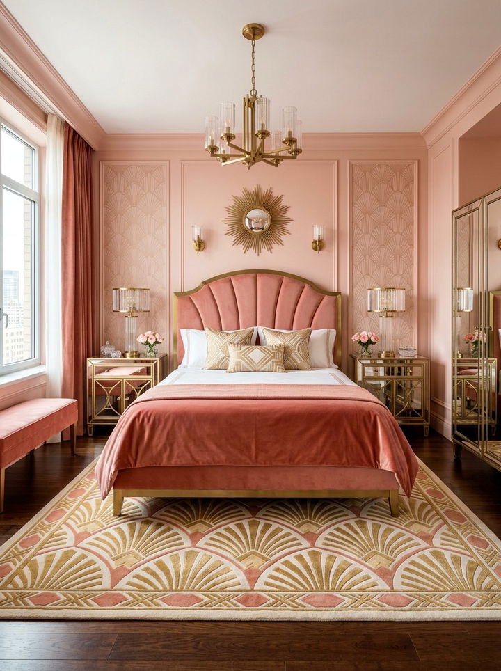Art Deco Salmon Pink Bedroom - 30 salmon pink bedroom ideas