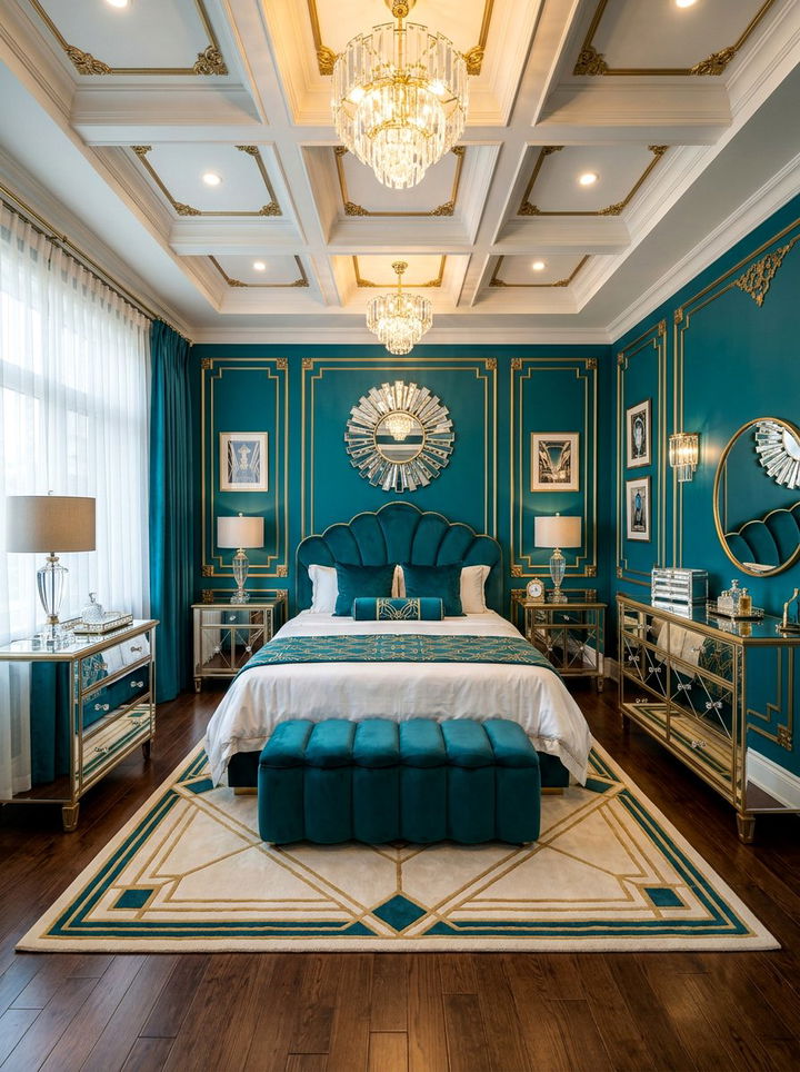 Art Deco Teal Bedroom - 30 teal bedroom design ideas