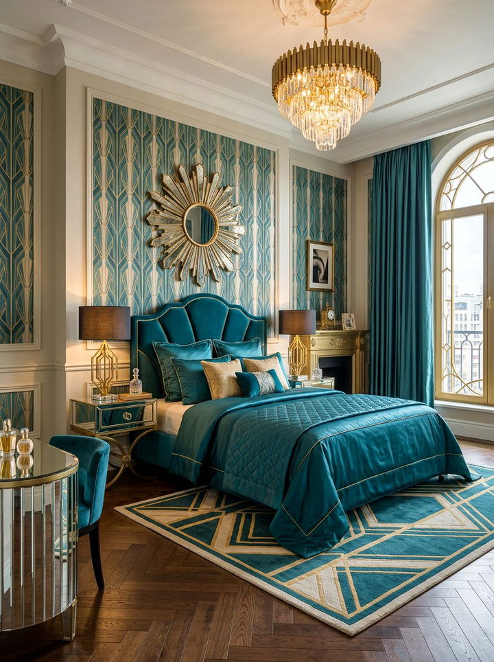 Art Deco Teal Bedroom - 30 teal bedroom decor ideas
