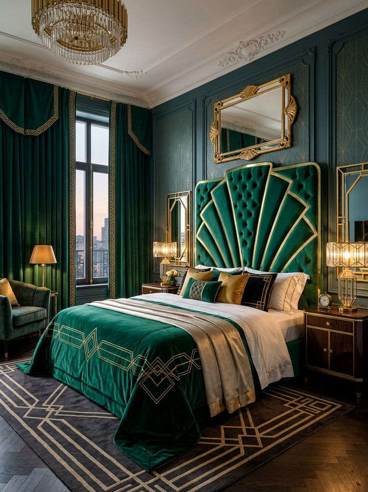 Art Deco Tufted Headboard - 30 bedroom tufted headboards