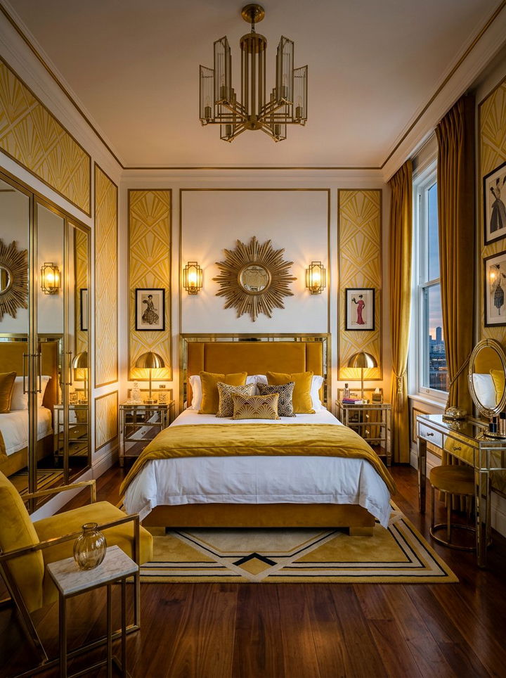 Art Deco Yellow And White Bedroom - 30 yellow and white bedroom ideas