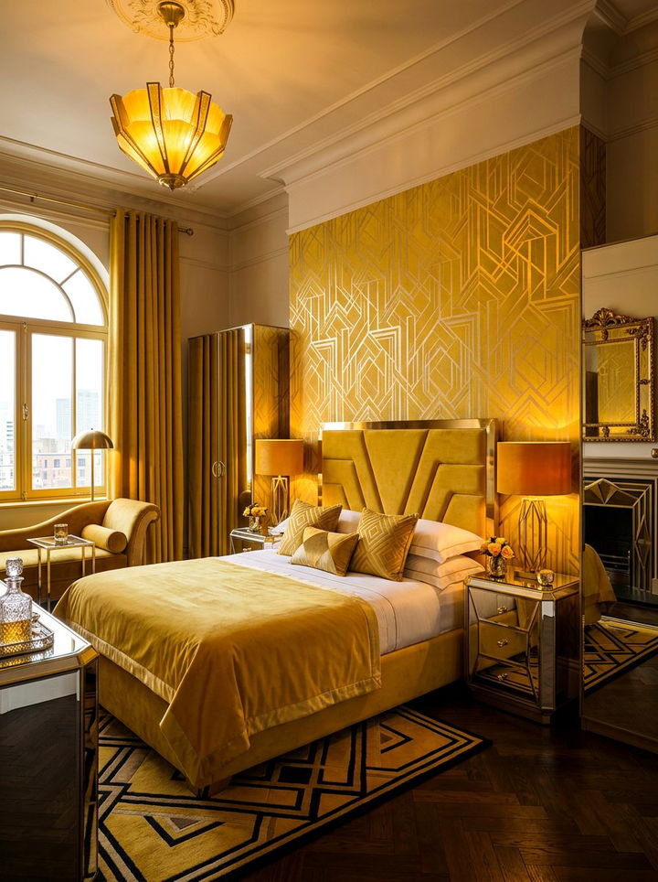 Art Deco Yellow Bedroom - 30 yellow bedroom decor ideas