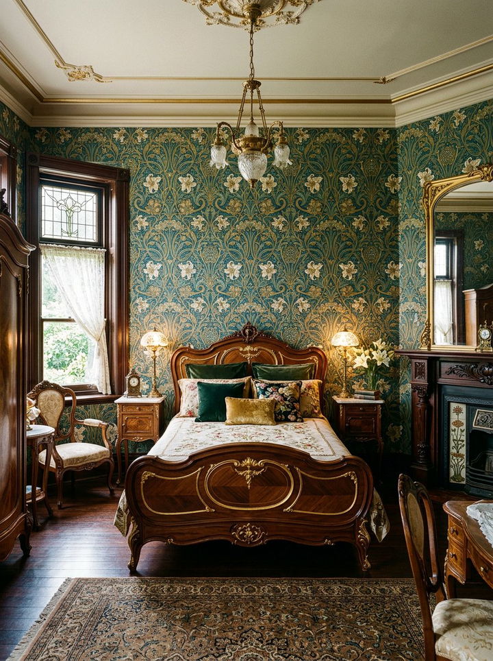 Art Nouveau Botanical Wallpaper - 30 bedroom botanical wallpapers