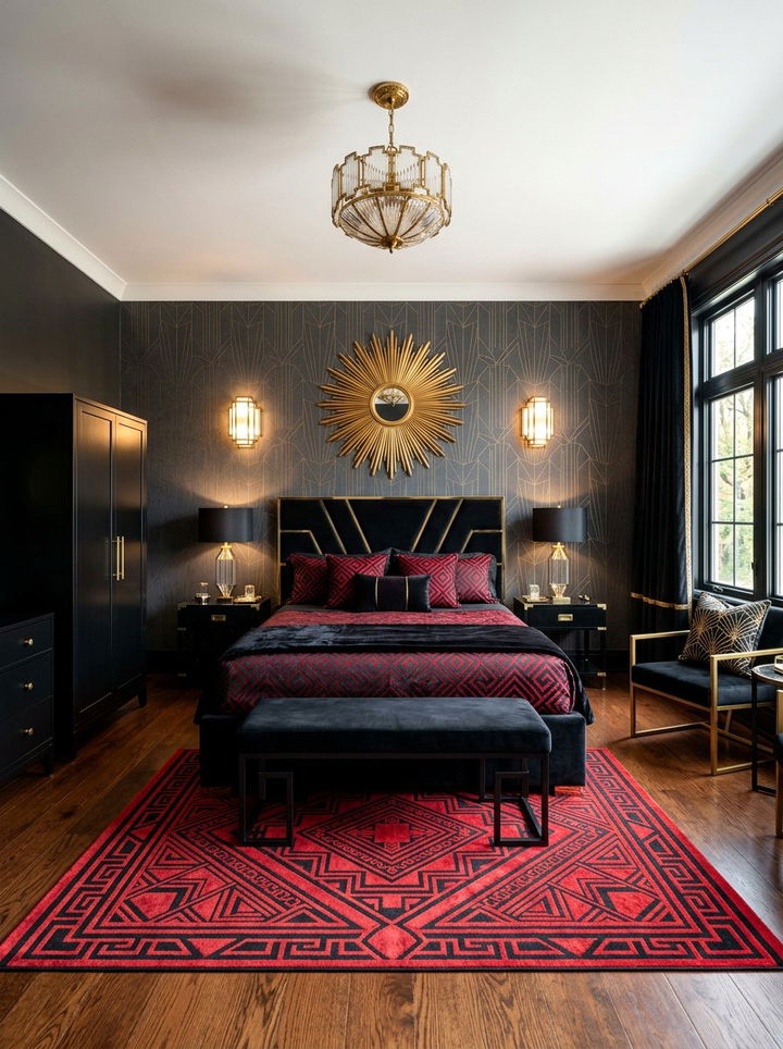 Art deco black and red bedroom - 30 black and red bedroom color combo