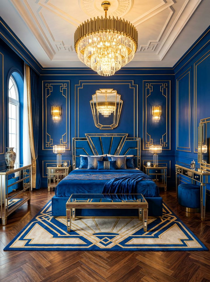 Art deco electric blue bedroom - 30 electric blue bedroom ideas