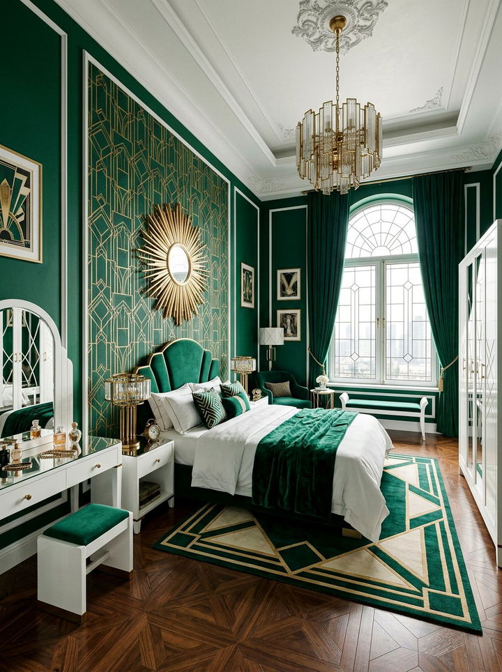 Art deco emerald and white bedroom - 30 emerald and white bedroom ideas