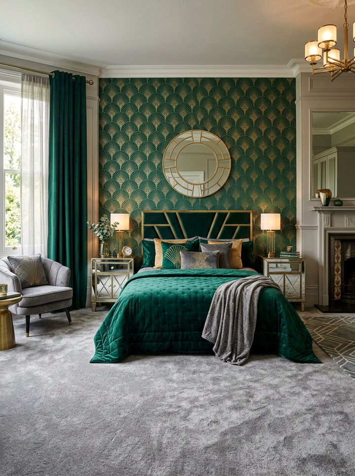 Art deco fan wallpaper - 30 bedroom vintage wallpapers