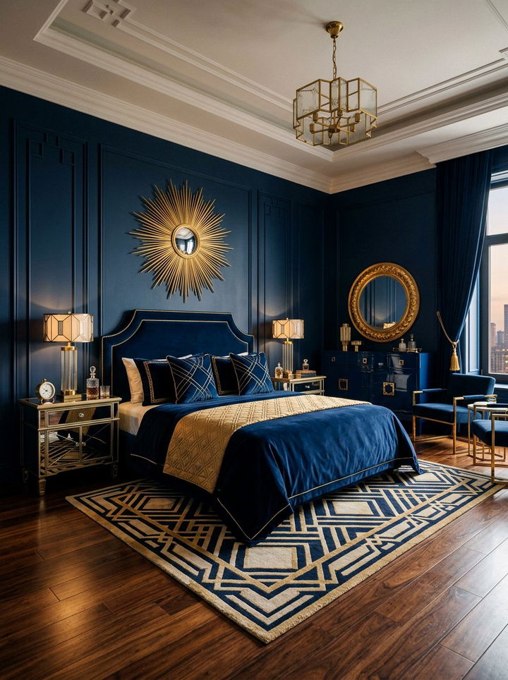Art deco navy bedroom - 30 navy bedroom decor ideas