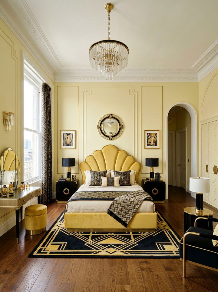 Art deco pastel yellow bedroom - 30 pastel yellow bedroom ideas