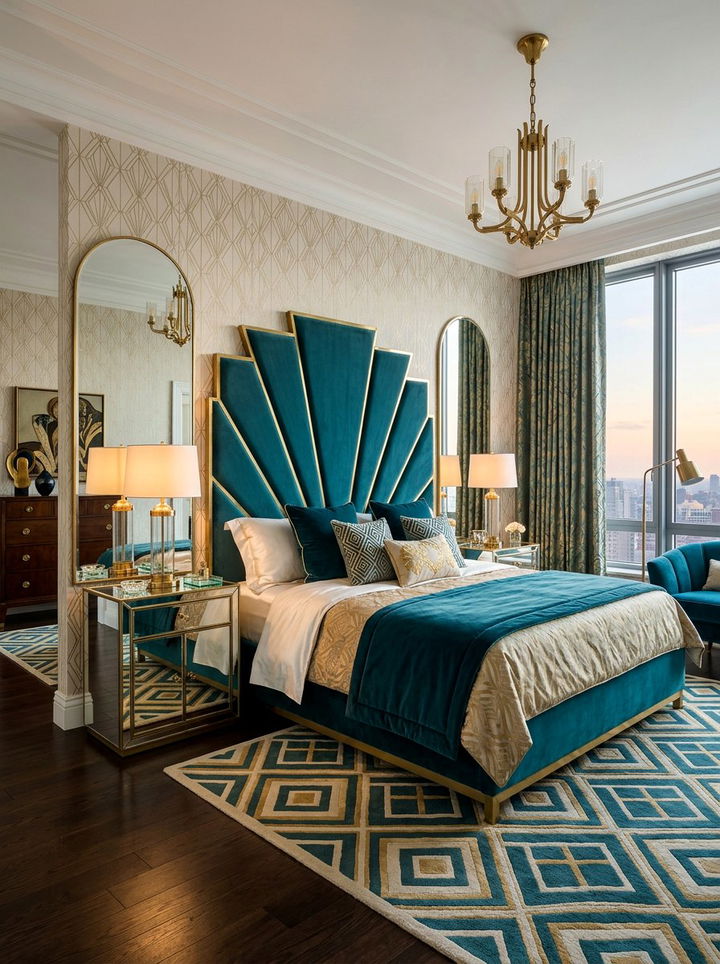 Art deco velvet bed - 30 bedroom bed frames